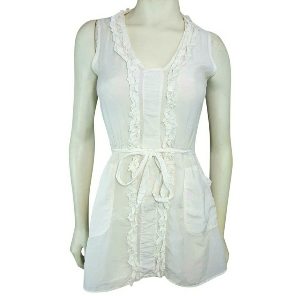 YFB Sleeveless Ruffled Belted Boho Blouse Top